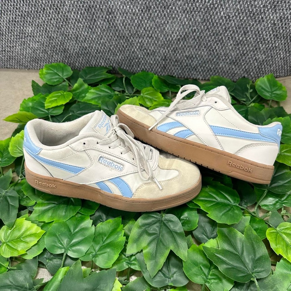 Reebok Classic Leather White Blue Gum Sole Sneakers
